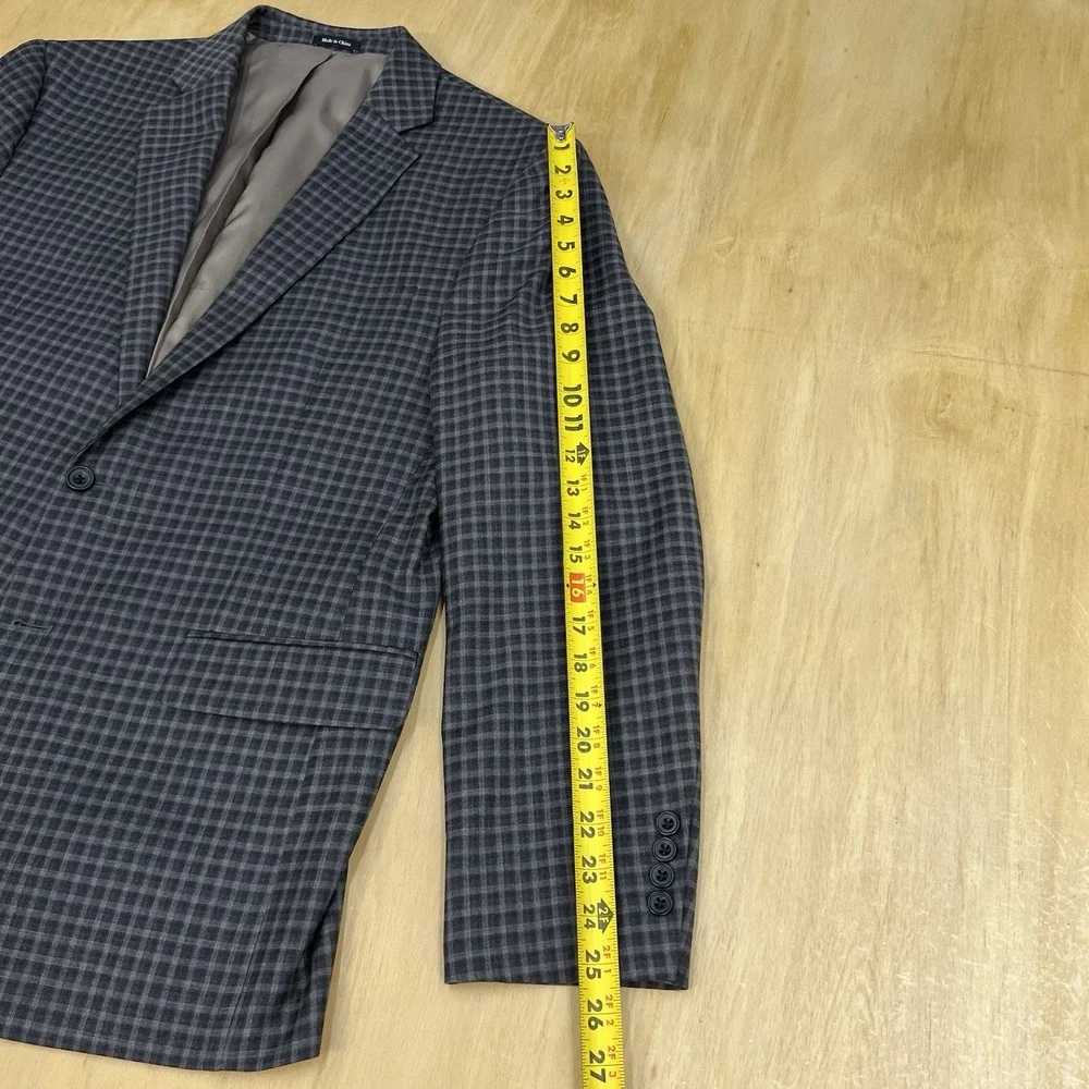 Egara‎ Blazer Jacket Sport Coat Mens 44R Slim Fit Wool Brown/Gray Gingham